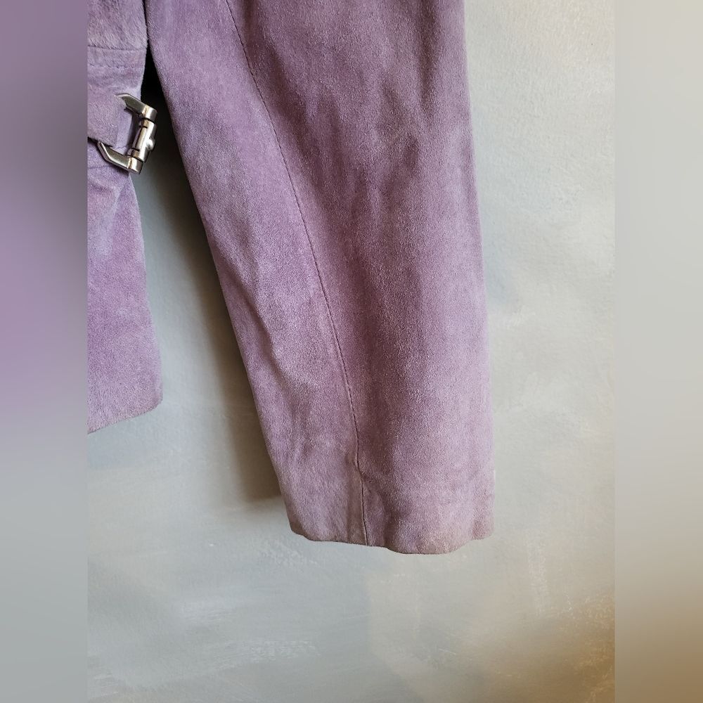 Vintage GUESS Leather Suede Short Lavender Cinch Waist Jacket Size M - Picture 5 of 15